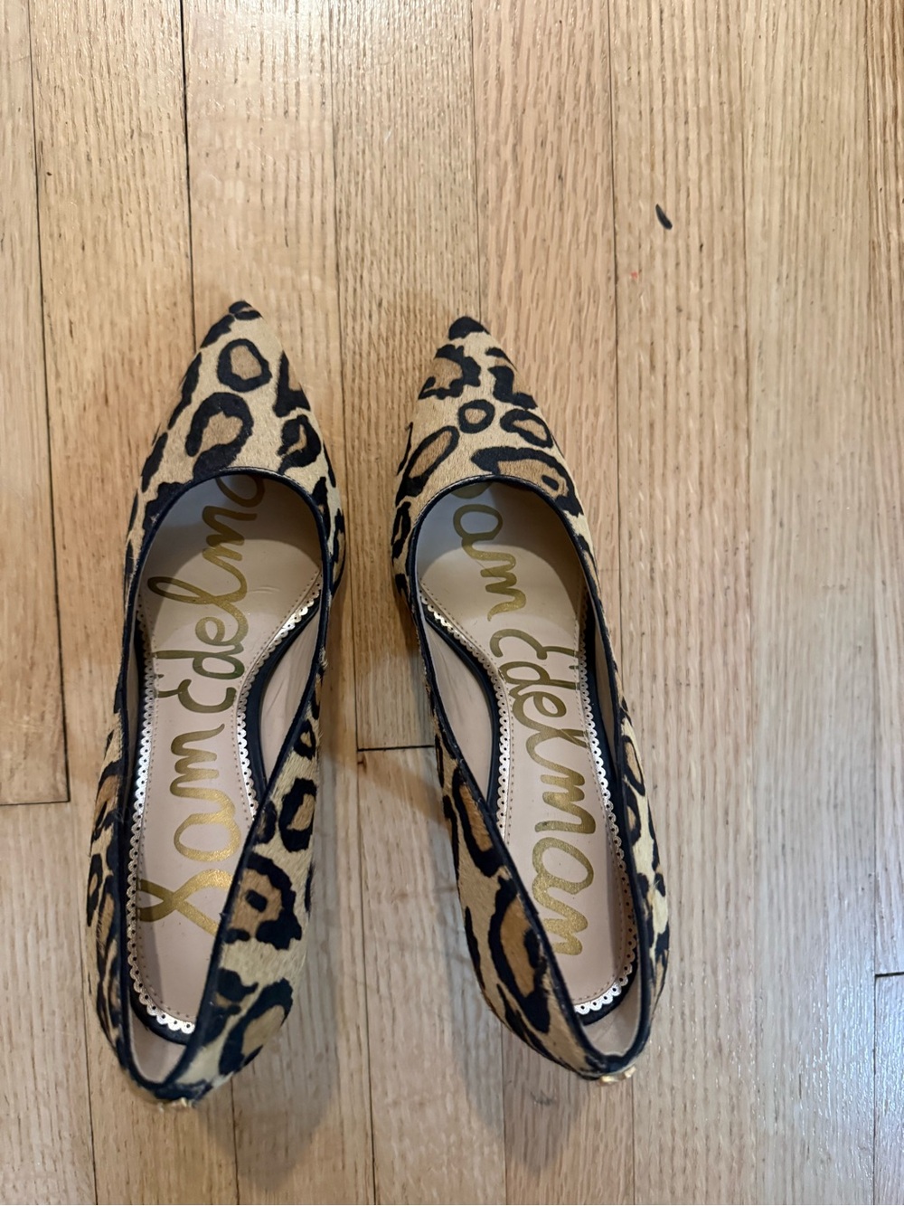 Sam Edelman Leopard Print Pointed Toe Heels - Black & Tan